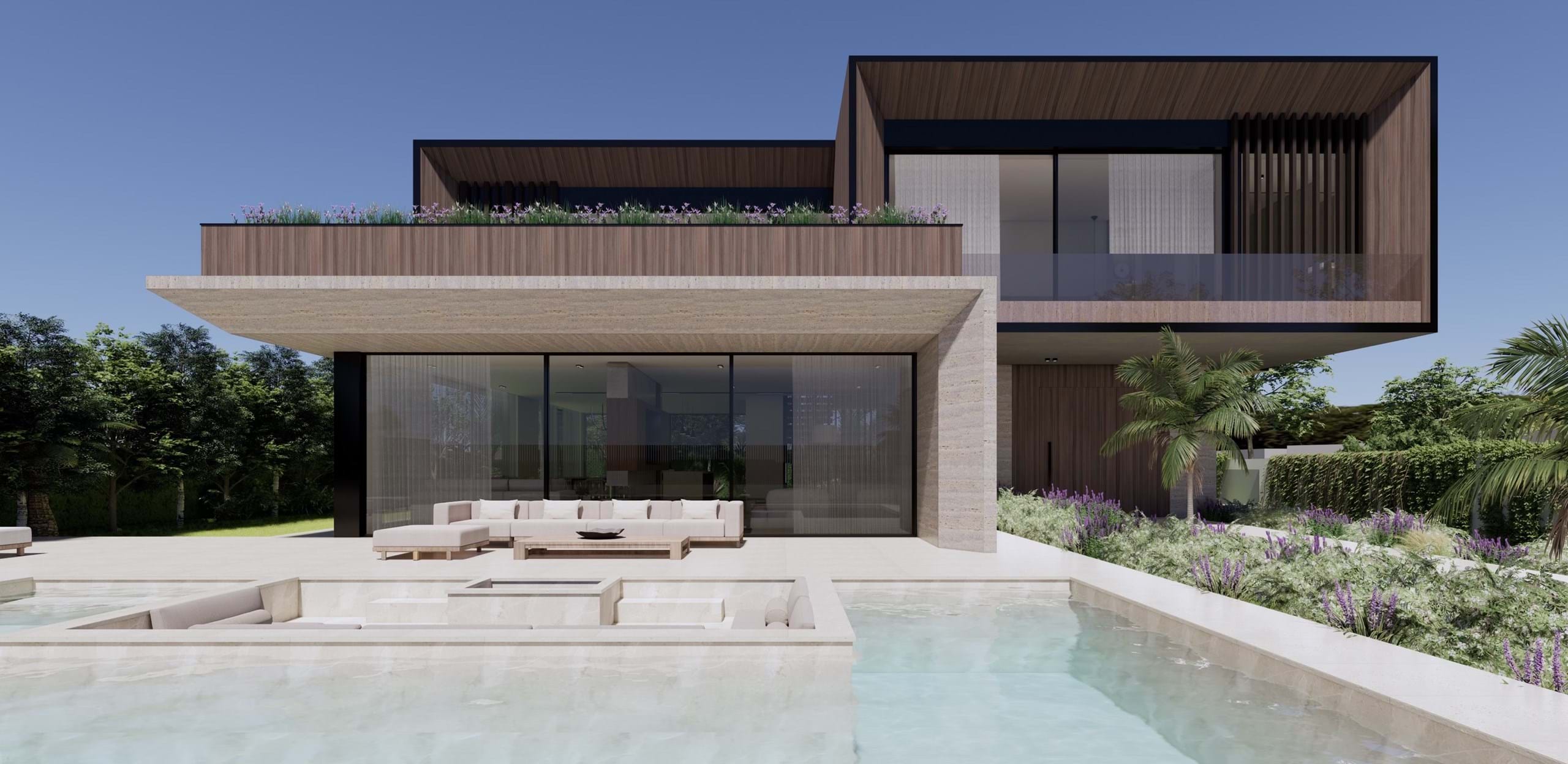 Modern luxury home with pool and terrace